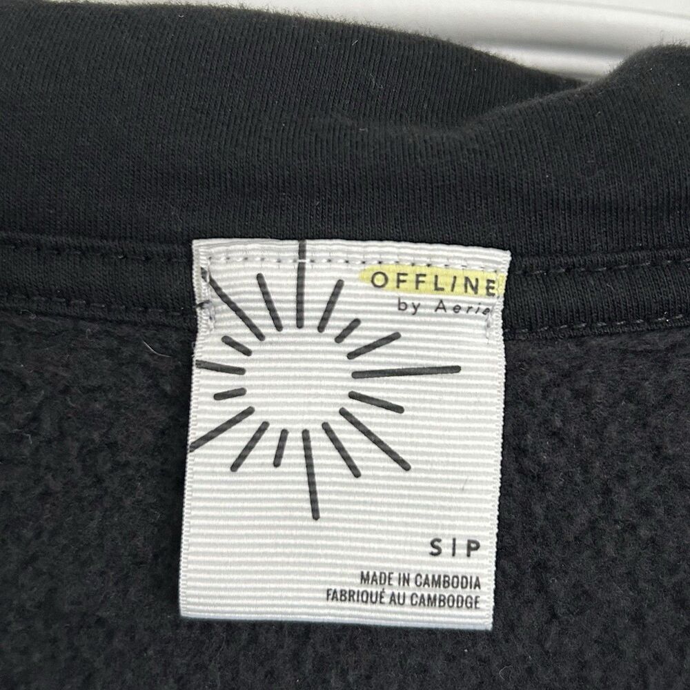 Offline By Aerie Cloud Fleece Snap Front Hoodie Womens Size S Black Oversized - Picture 3 of 10